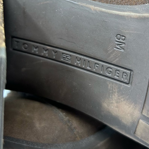 Tommy Hilfiger Women’s Brown Leather Ankle Boots Booties 8 Chunky Heel Lace Up - Picture 10 of 13